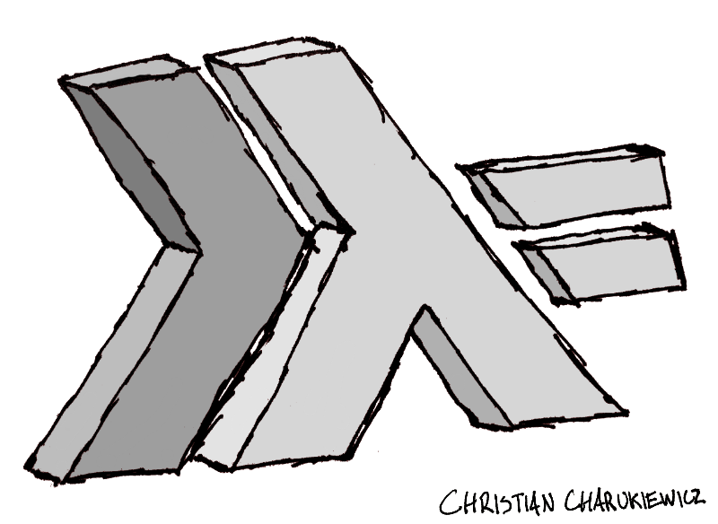 Hand-drawn Haskell programming language logo signed by Christian Charukiewicz